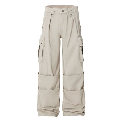 Multi Pocket Cargo Pants Letter Print Straight Leg