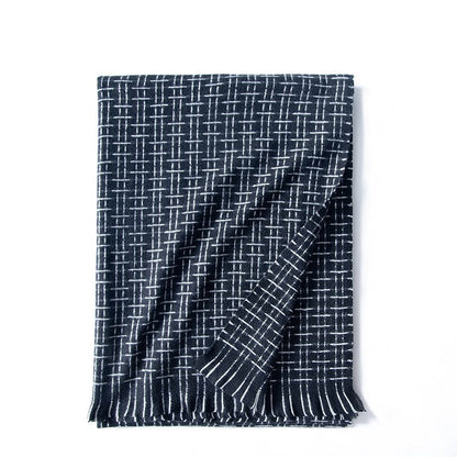 Striped Plaid Print Imitated Cashmere Shawl Scarf
