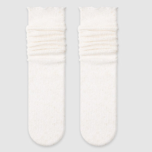 Minimalist Mesh Lace Trim Slouch Socks