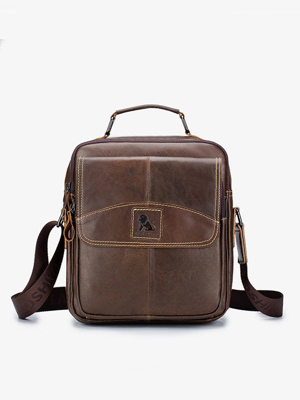 Solid Business Leather Crossbody Bag