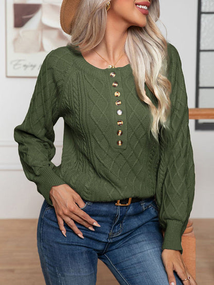 Long Sleeves Loose Split-Joint Round-Neck Sweater Tops