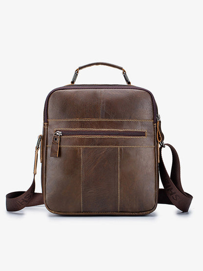 Solid Business Leather Crossbody Bag