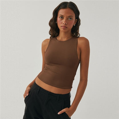 Sleeveless Tight Fit Crew Neck Crop Top