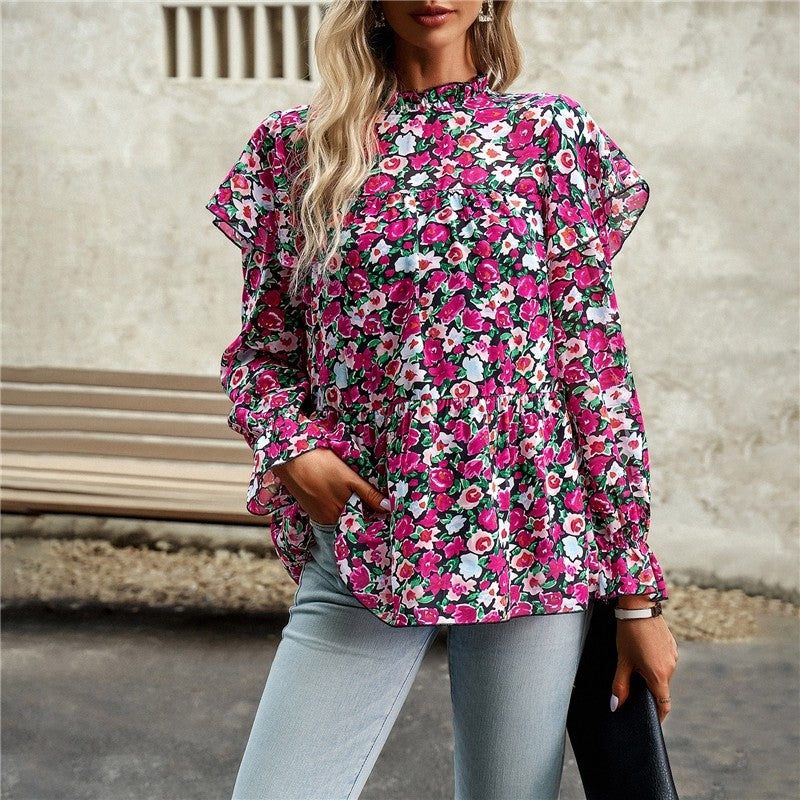 Lotus Lantern Sleeve Floral Shirt