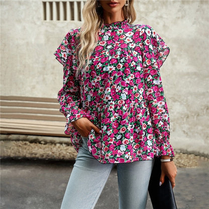 Lotus Lantern Sleeve Floral Shirt