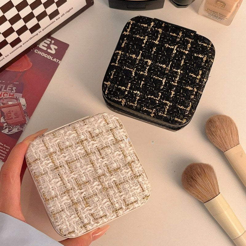 Color Block Zipper Closure Jewelry Case