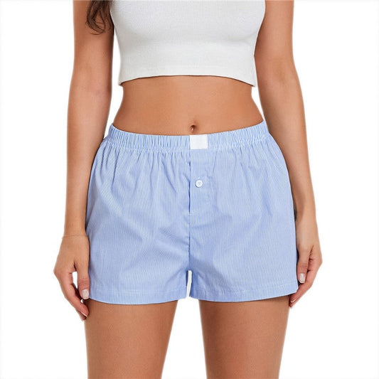 High Waist Loose Wide Leg Striped Shorts