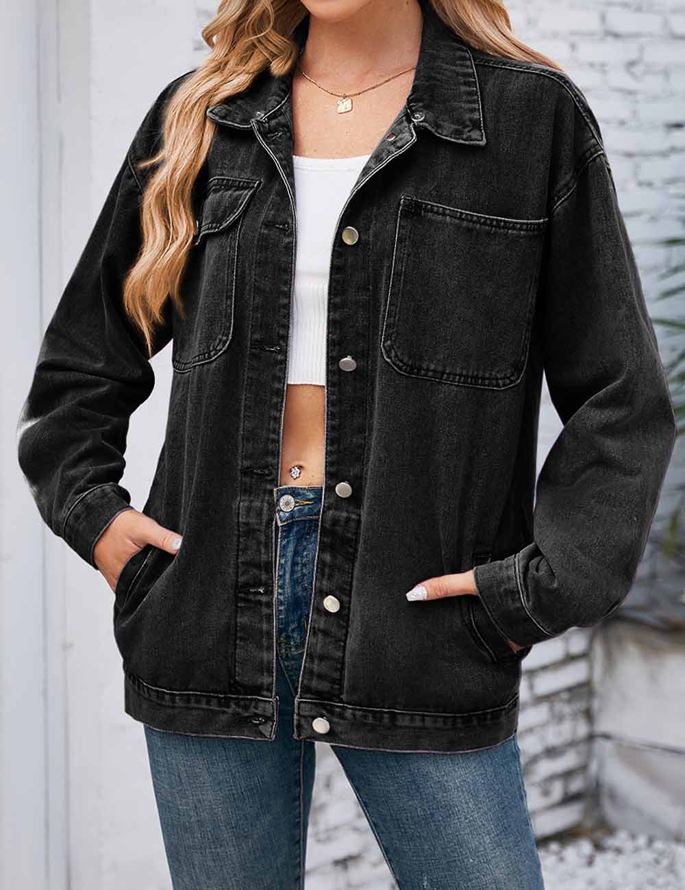 Vintage Long Sleeve Washed Denim Jacket