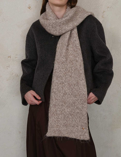 Solid Color Cozy Textured Winter Knit Scarf