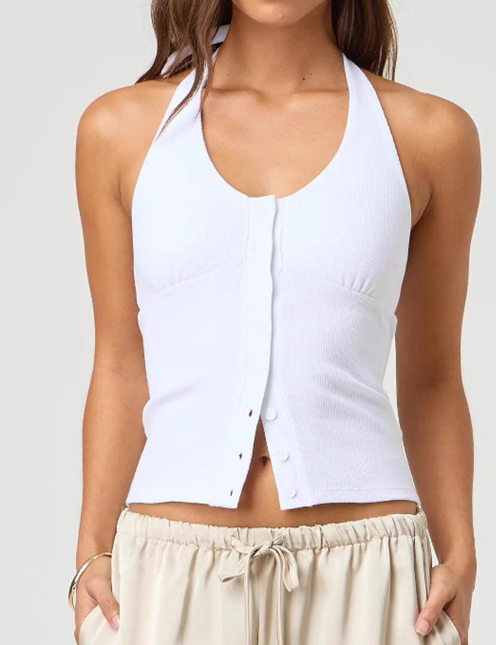 Sexy Backless Round Neck Sleeveless Knit Vest