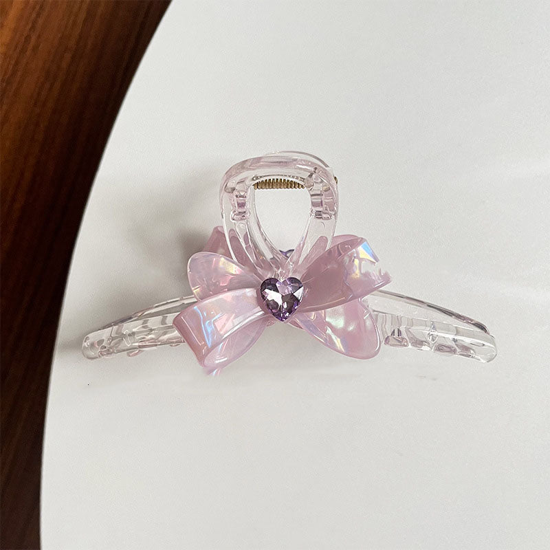 Bow Rhinestone Iridescent Large Hair Claw