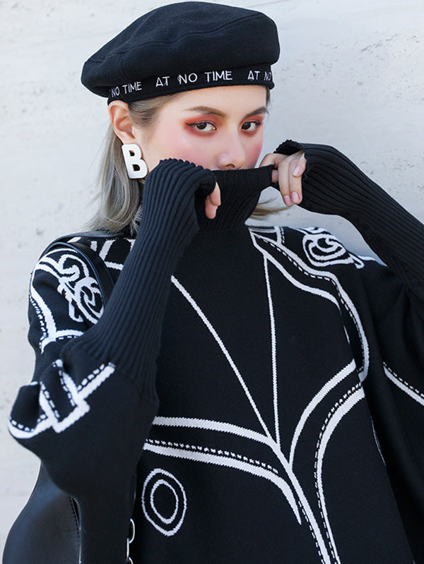 Original Print Irregularity Knitting Sweater