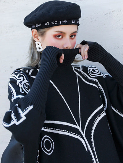 Original Print Irregularity Knitting Sweater