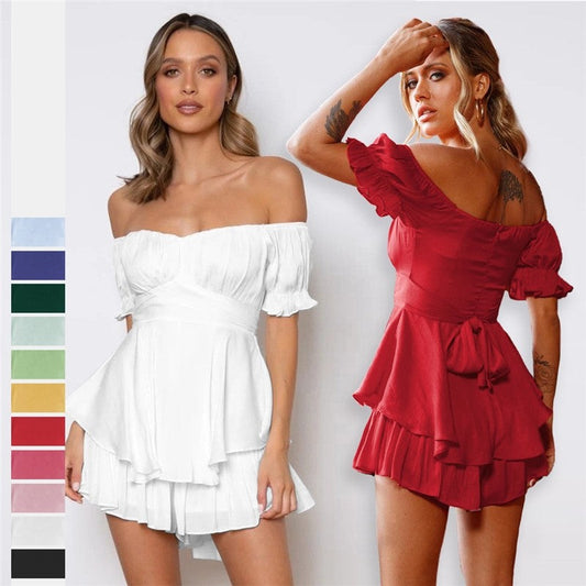 Amazon Summer Ruffle Off Shoulder Lantern Sleeve Jumpsuit