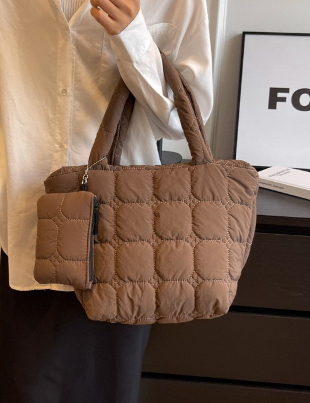 Simple Solid Color Large Capacity Tote Bag