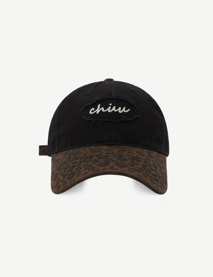 Leopard Splicing Letter Embroidered Baseball Caps