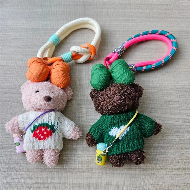 Cute Teddy Bear Keychain With Water Bottle Holder