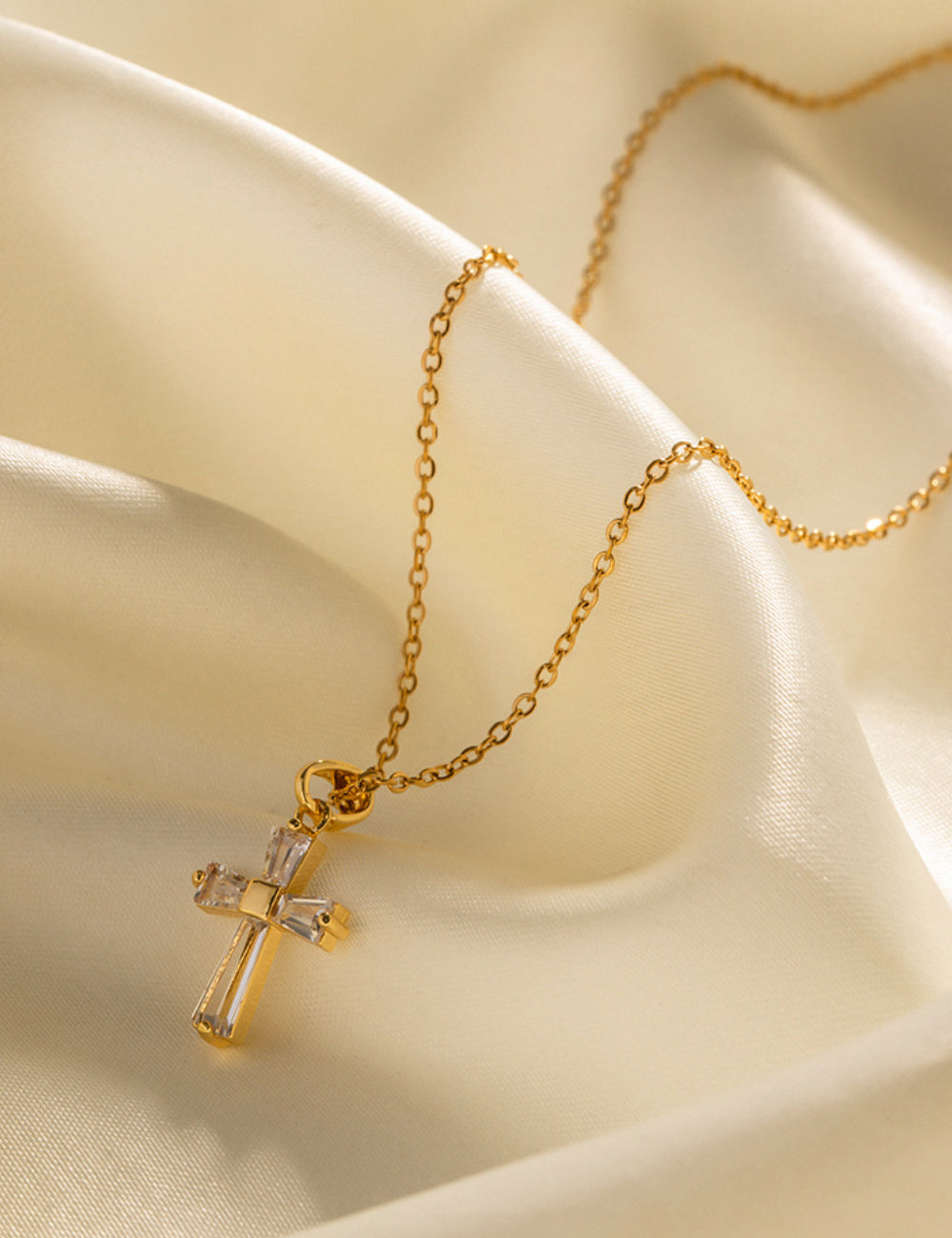 Zircon Cross Pendant Necklace
