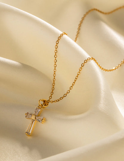 Zircon Cross Pendant Necklace