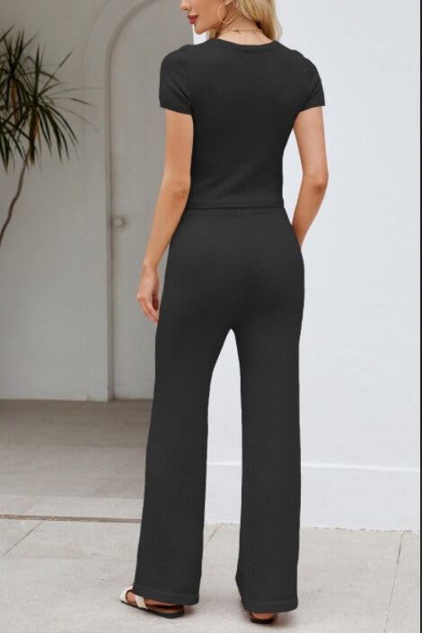 Simple Knit Top and Pants Set