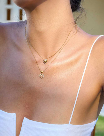 Trendy Hollow Heart Stainless Steel Necklace