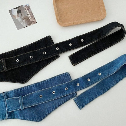 Denim Irregular Simple Wide Waist Belt