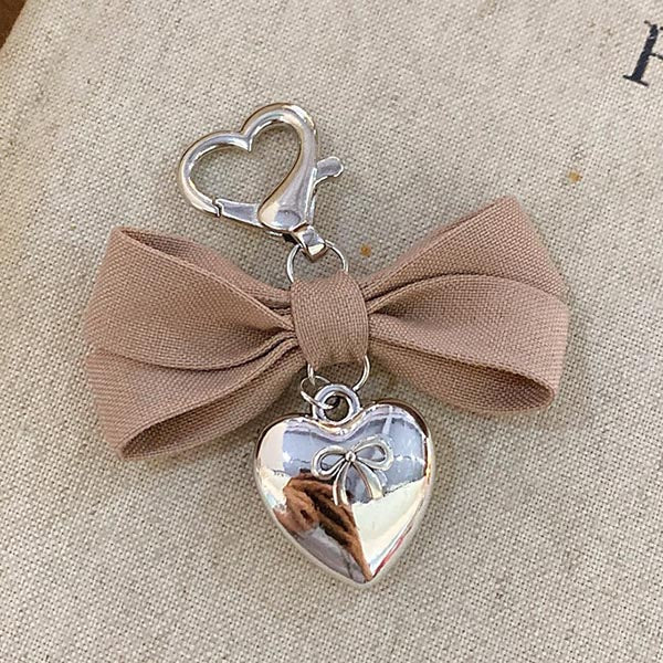 Plaid Bow Love Pendant Bag Charm