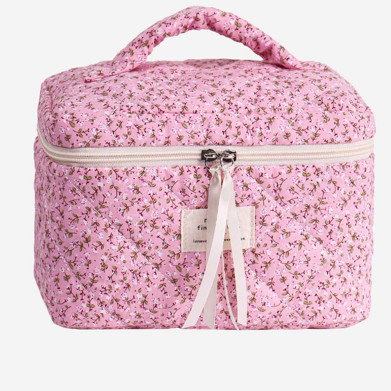 Cute Flower Print Portable Makeup Bag