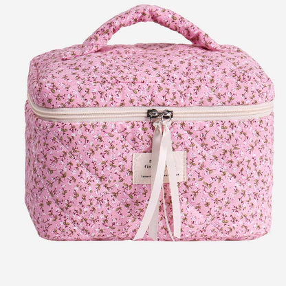 Cute Flower Print Portable Makeup Bag