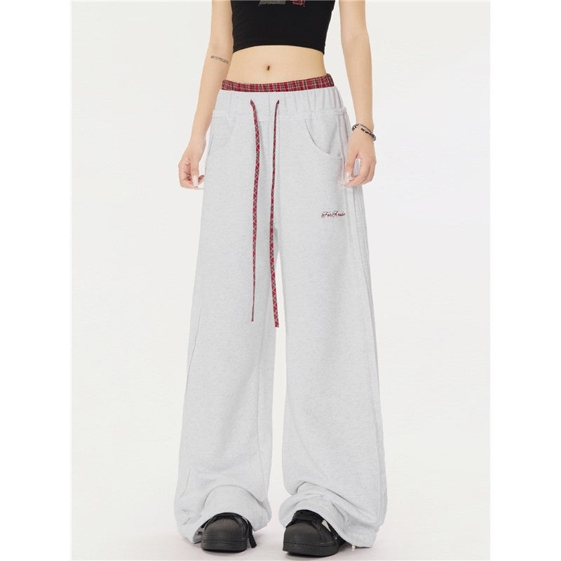 Wide Leg Slimming Sport Sweatpants Contrast Color