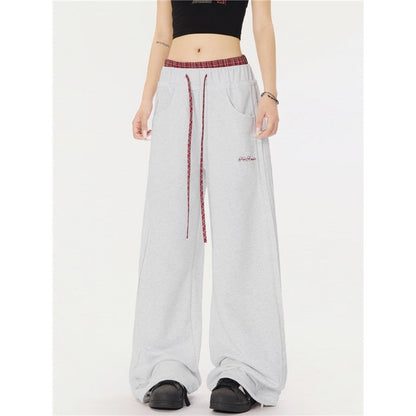 Wide Leg Slimming Sport Sweatpants Contrast Color