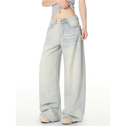 Washed Blue Wide Leg Jeans Casual