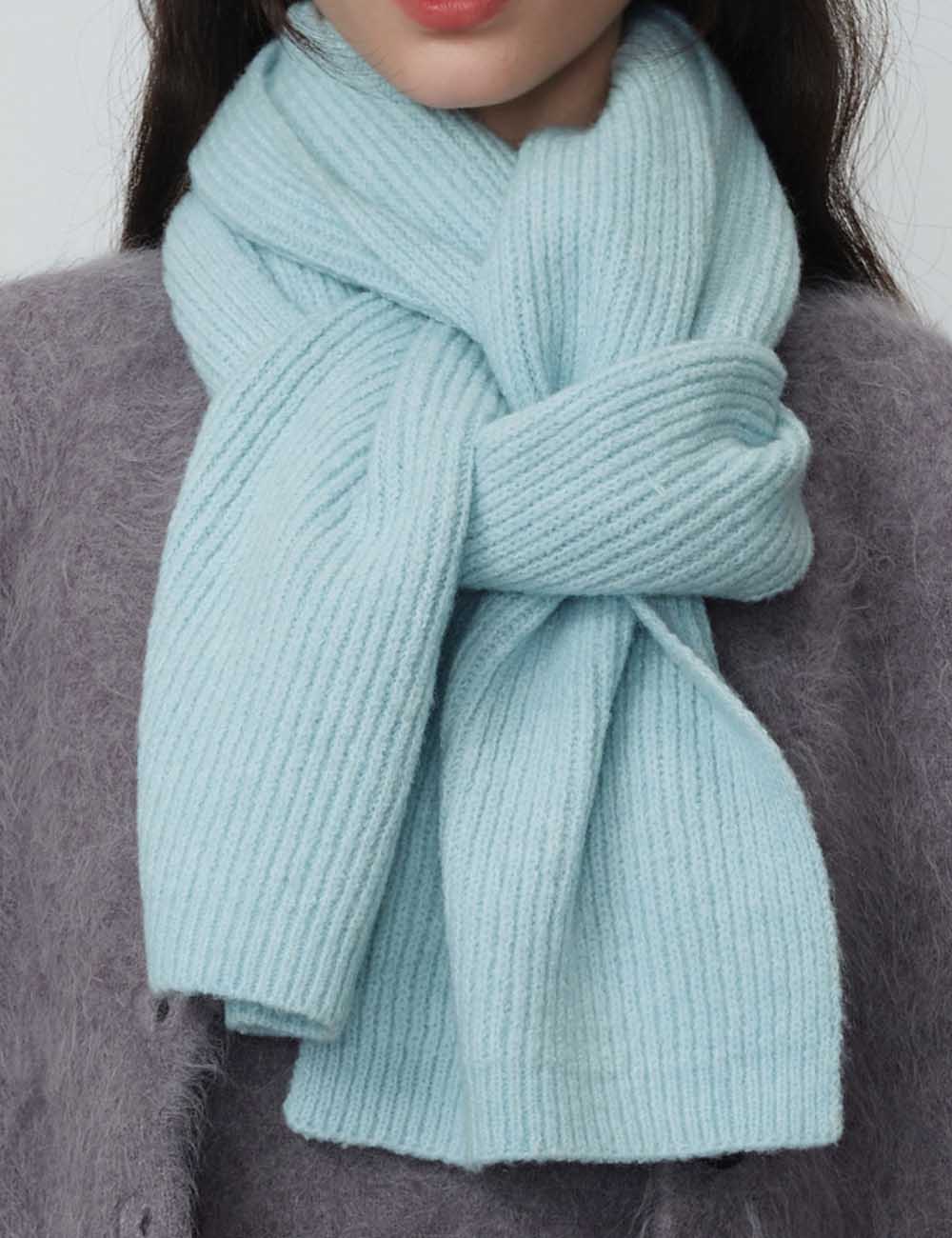 Simple Solid Color Knitted Wool Warm Scarf