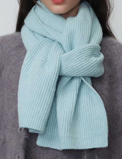 Simple Solid Color Knitted Wool Warm Scarf