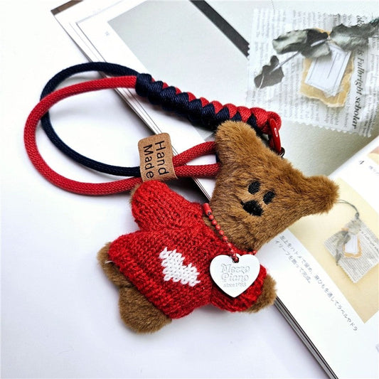 Tilted Head Plush Bear Keychain