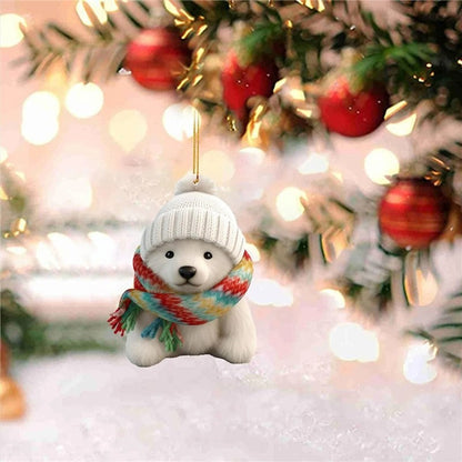Polar Bear Scarf Acrylic Ornament Christmas Tree
