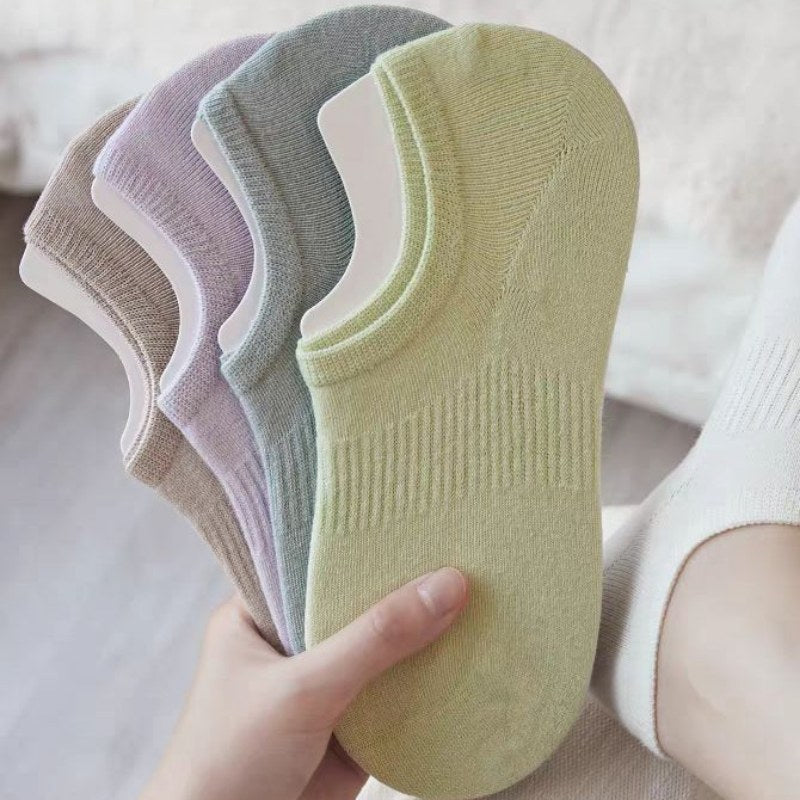 Solid Color Ribbed Low Ankle Socks