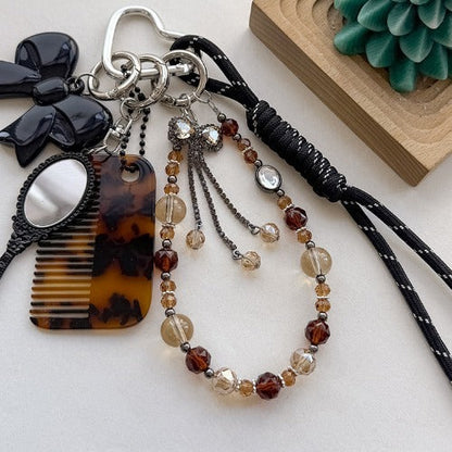 Rhinestone Bow Tassel Crystal Beaded Phone Chain