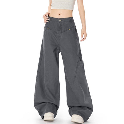 Vintage Work Pants Straight Wide Leg Floor Length