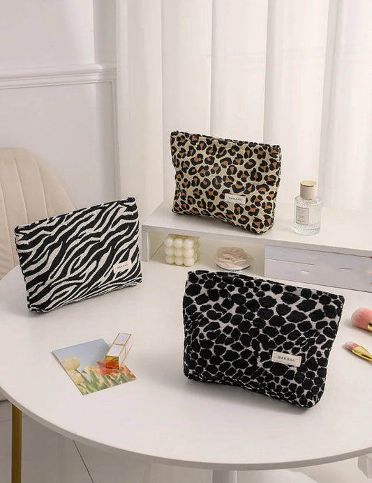 Leopard Zrbra Jacquard Simple Cosmetic Bag