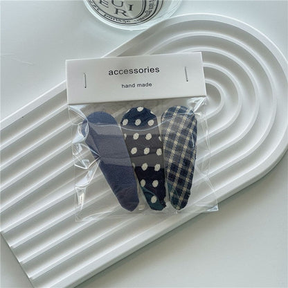 Sweet Solid Print Hair Clips Set