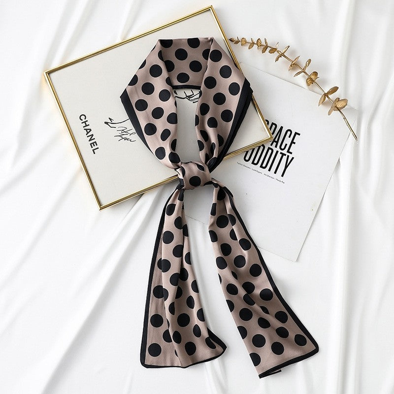 Long Printed Imitation Silk Tied Scarf
