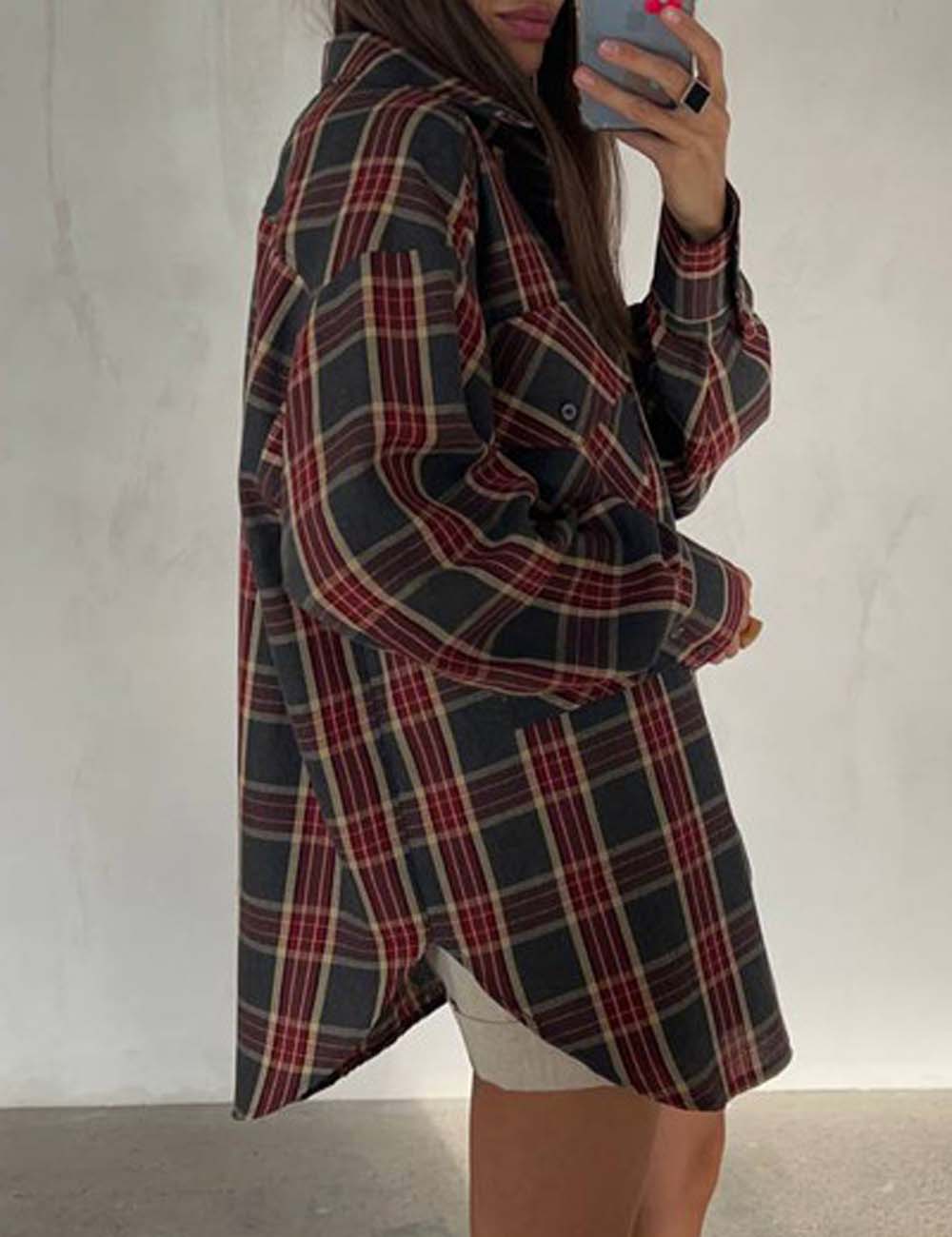 Vintage Plaid Long Sleeve Oversized Shirt
