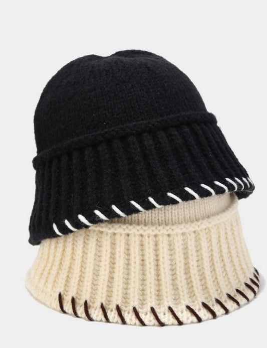 Solid Color Vintage Knit Bucket Hat
