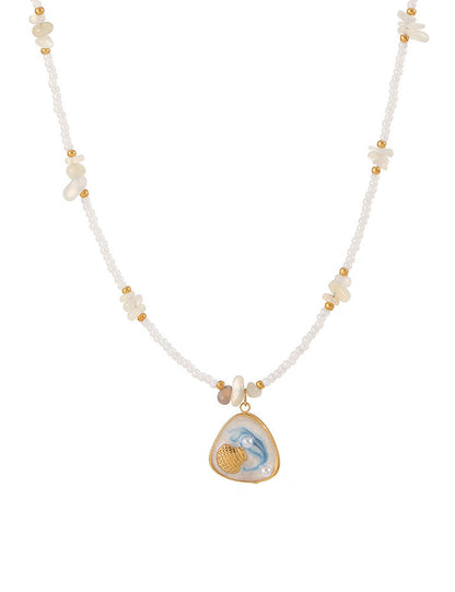 Elegant Enamel Gold Plated Pendant Necklace
