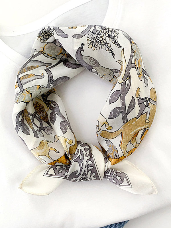 Animal Printed Sun-Protection Small Square Scarf