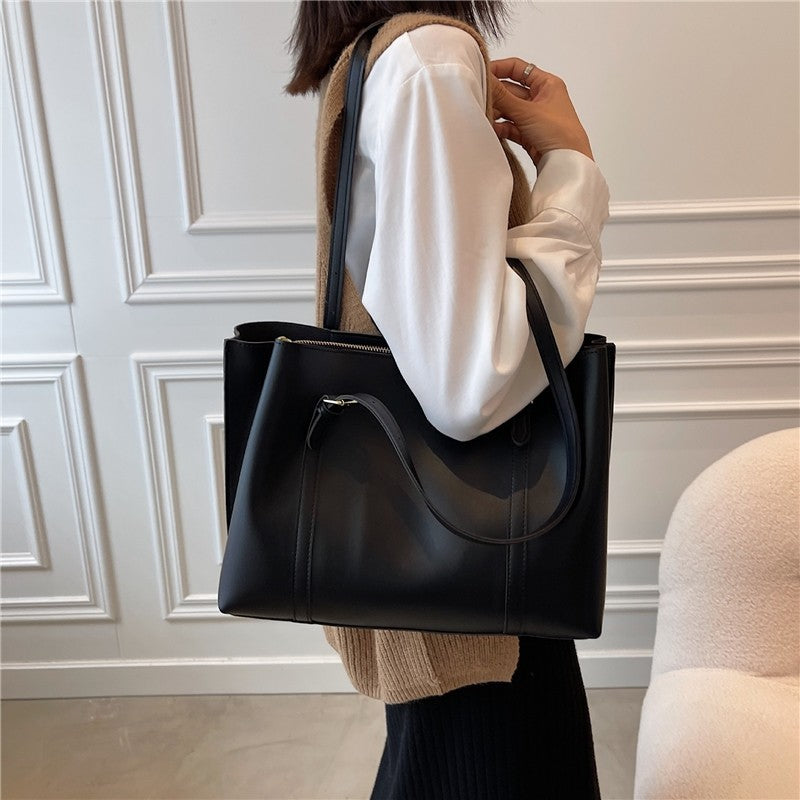 Large Capacity PU Leather Handbag Tote Shoulder Bag