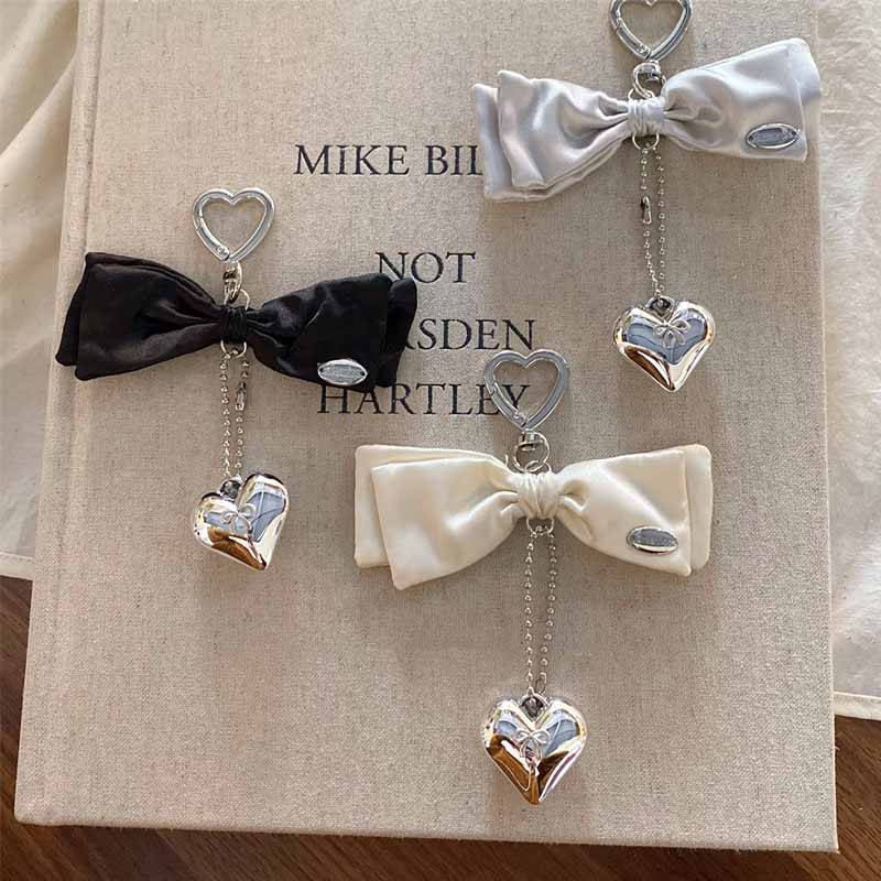 Elegant Stain Bow Knot Heart Chain Bag Charm