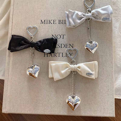 Elegant Stain Bow Knot Heart Chain Bag Charm