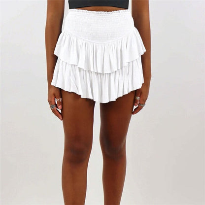 Stylish Solid Color Pleated Mini Skirt